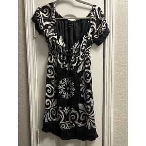 vintage Bebe Silk Black & White Fun Dress